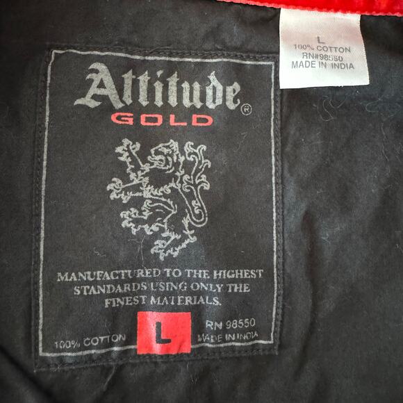 Attitude Studded Button Down Shirt Mens Sz Lg Y2K Black Cross Embroidered Punk - Picture 2 of 9